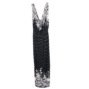NWT - ARIANNA By HOWARD’S - Black & White Polka Dot Floral Maxi Dress - Size S/M